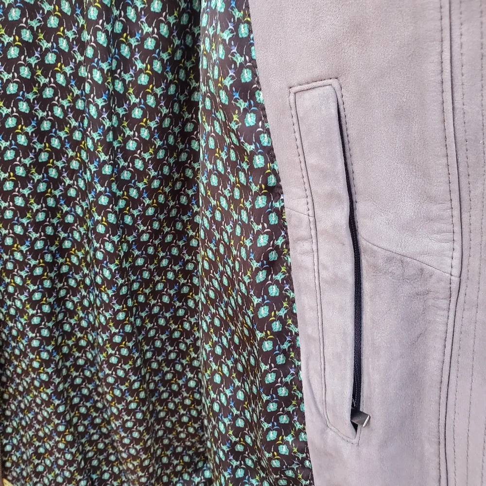 Men's Robert Graham XL suede perforated bomber jacket Gray leather camo - Picture 12 of 13